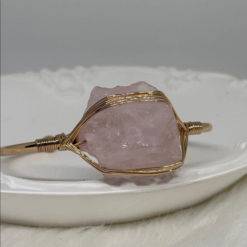 Rose Quartz Wire Wrapped Bangle - image 3